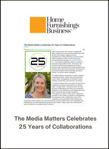 The Media Matters Celebrates 25 Years of Collaborations, Home Furnishings Business Online, September 9, 2025